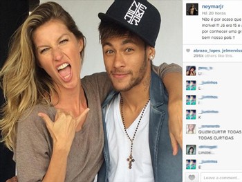 Gisele Bündchen posa com Neymar